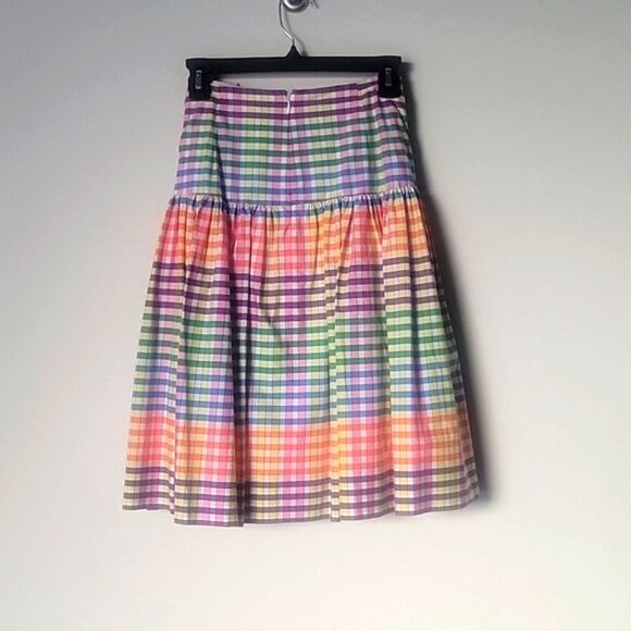 NWT J Crew 0 Bow Tie Coquette Pleated Preppy Midi Full Skirt Gingham High Waist - Picture 7 of 16